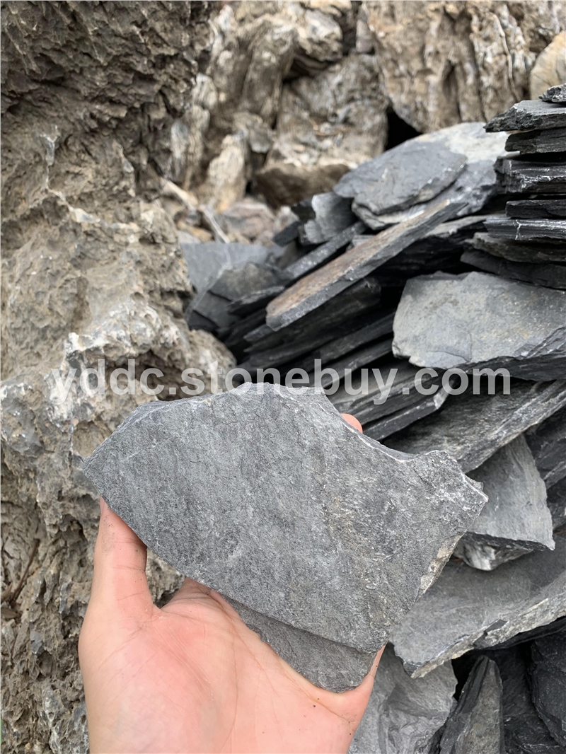 园林景区黑片石毛石碎拼石水底石片