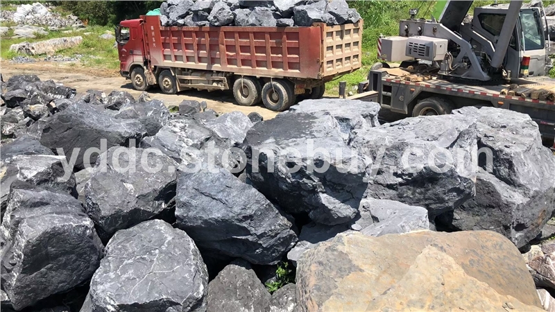 枯山水园林黑山石价格景观石绿化石户外石河道护坡点缀精选厂家