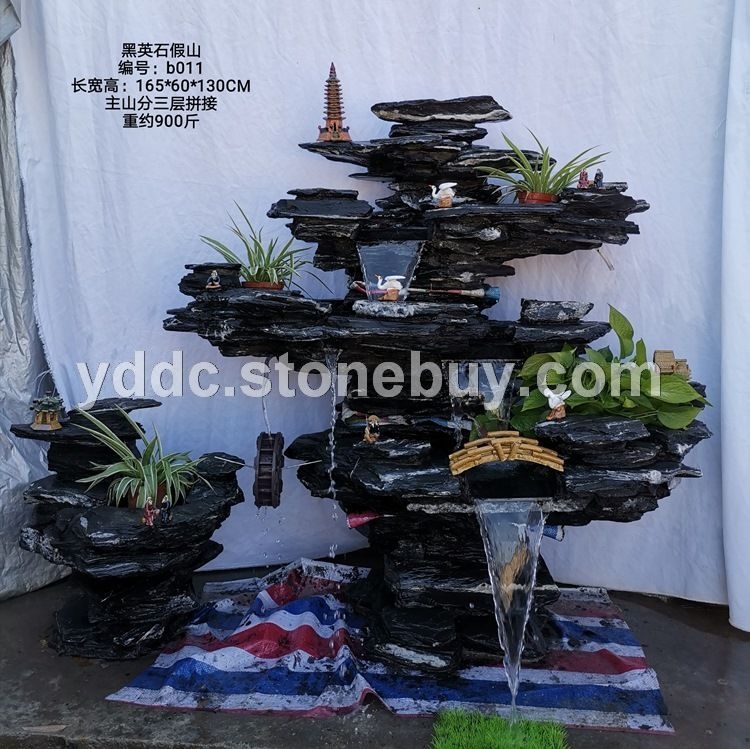 黑英石假山公园风景石片石叠山设计