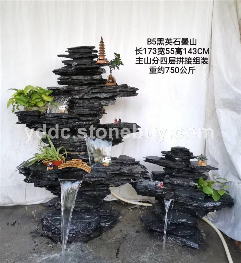 黑英石假山公园风景石片石叠山定制