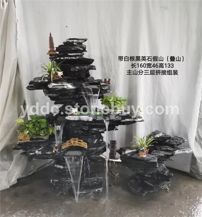 黑英石假山公园风景石片石叠山加工