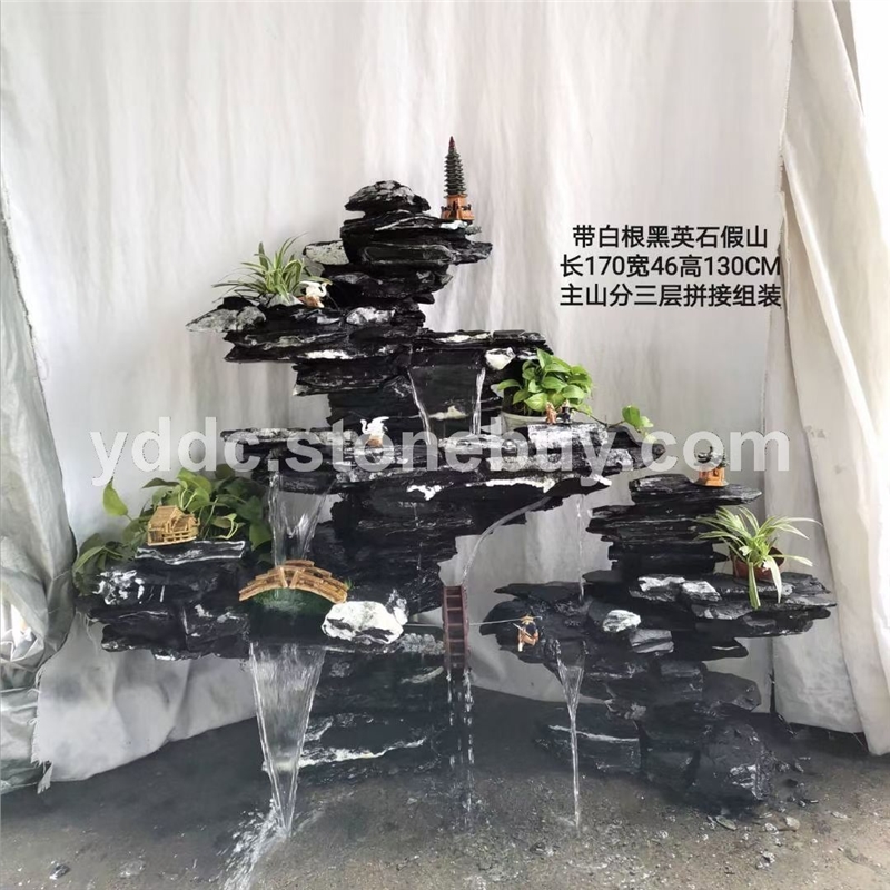 黑英石假山公园天然原石黑片石摆件