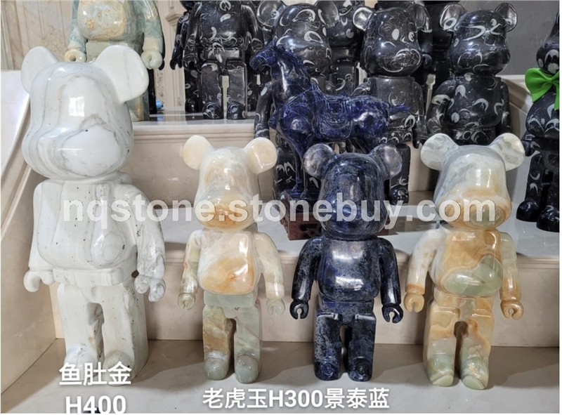 老虎玉暴力熊摆件、景泰蓝