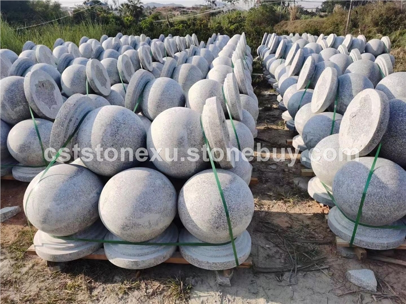 芝麻灰芝麻白系列圆球车档石大量现货 直径30~60cm