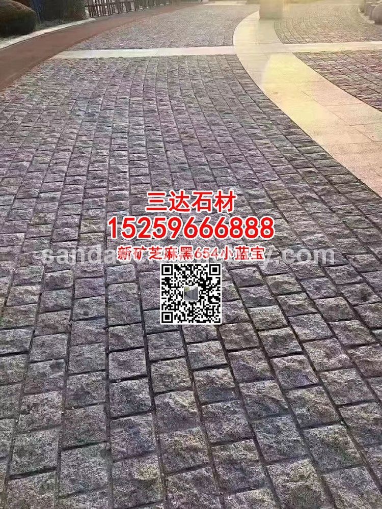 小蓝宝新矿芝麻黑自然面小方块自然面马蹄石