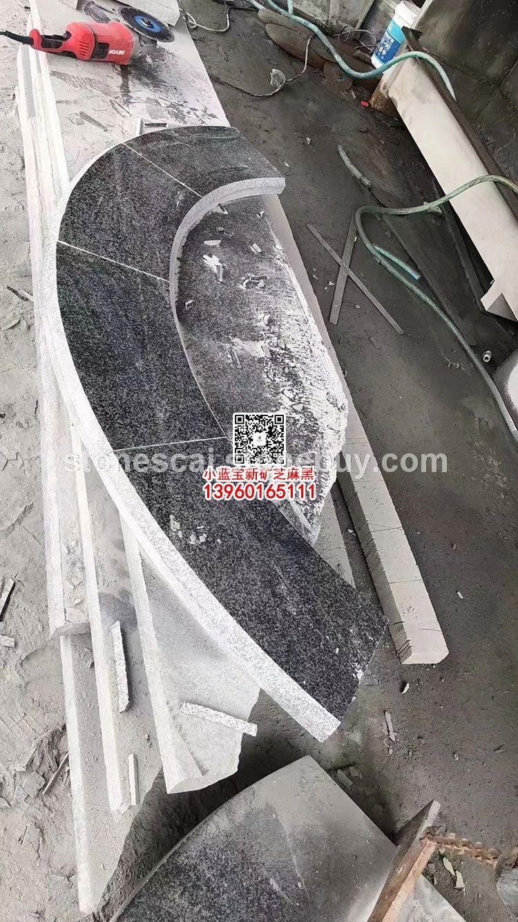 小蓝宝光面压顶石异形石材加工定制