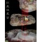 天然紅皮玉石茶盤(pán)-雙龍戲珠