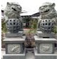 雙獅戲珠　青石石獅子　石雕　動物雕刻　石獅子