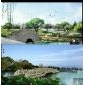 大水景四座小拱桥镂空雕花栏杆
