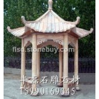 晚霞红六角凉亭