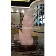 竹子開花，竹子牡丹、玉石工藝、粉紫玉雕件、家居玉石擺件、風水擺件粉紅公主招桃花