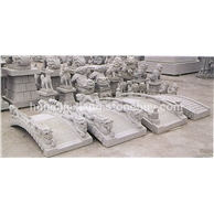 风水摆件 石雕摆设 中式古代建筑 庭院小桥