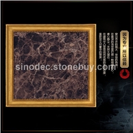 西班牙进口深啡网电梯门套线条 咖啡色大理石深金峰石材 深咖网
