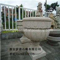 订做石花钵批发/酒店花盆/园林花钵/黄锈石花钵