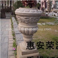订做石花钵/景观花盆/石材花盆/黄秀石花盆