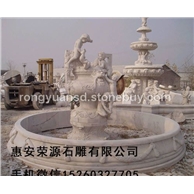 黃銹石噴泉  石雕 噴水池園林雕刻，動(dòng)物 人物石雕 噴水池 花缽欄桿 花崗巖石材雕塑