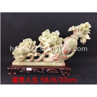 天然玉石富贵人生玉雕摆件