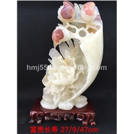 天然玉石福寿双全玉雕摆件