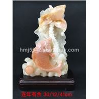 天然玉石连年有余玉雕摆件