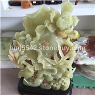 天然阿富汗青玉一鹭连科玉雕摆件