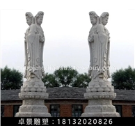 观音菩萨石雕，三面观音菩萨雕塑