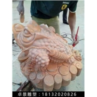 金蟾石雕，晚霞红金蟾雕塑