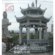 石雕仿古六角凉亭 花岗岩凉亭 单层石亭 园林景观 双层凉亭  户外石亭