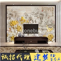 实力工厂 招募代理 超大气无拼接整张电视背景墙