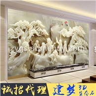 人造石仿玉雕背景墙 岗石背景墙