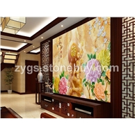 中式装修仿玉雕电视墙 人造石电视背景墙